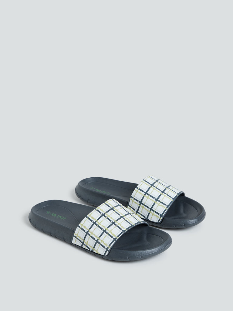 SOLEPLAY Grey Checkered Slides